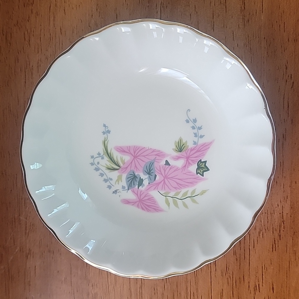 Vintage WS George Pink Caladium China 5.5 inch Dessert Bowl